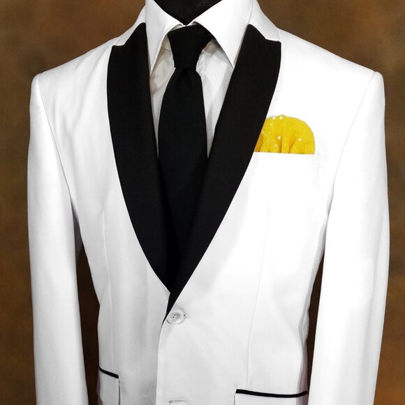 Men's Sequin Pre-Folded Pocket Square Insert - Bright Yellow Fan Design - Picture 2 of 6